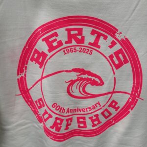 Bert's Crew Neck Sweatshirt - Wave Design 60th Anniversary (White & Pink)